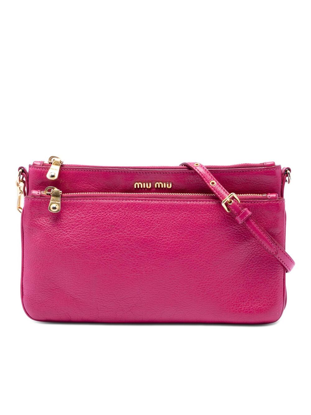 Miu Goatskin Madras Double Zip #277492M46B